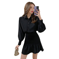 Fashion Long Sleeve Collar Button Jumpsuit Women's Design Short
