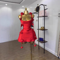 Womens Sleeveless Strap Dress With 3D Floral Design