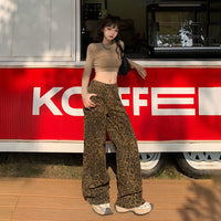 Coffee-brown Leopard-print Skinny Jeans That Slim The