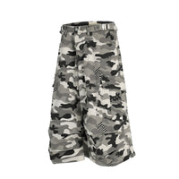 Retro Camouflage Loose Cropped Workwear Shorts