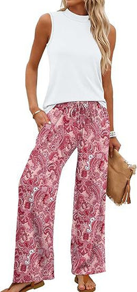 European And American-style Slim-fit Printed Casual Set