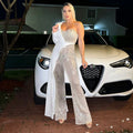 Women's Silver Stitching Sequined One-shoulder Fashionable Sequins Jumpsuit