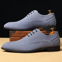 Men's Casual Leather Shoes Denim Black Bridegroom Wedding Trendy Shoes