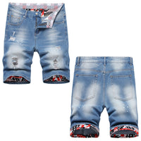Thin Straight Ripped Mid-waist Shorts