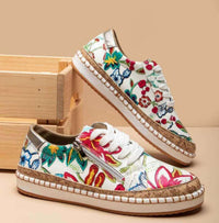 Ethnic Style Printed Flats Shoes Casual Side Zip Slip-on Shoes Loafers Women