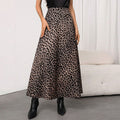 Womens Retro Leopard-Print Full A-Line Skirt