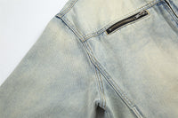 Men's High Street Fashion American Vintage Zipper Stand Collar Multi-pocket Jacket