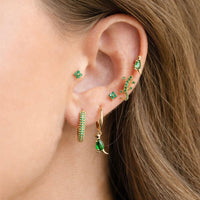Green Fashion Micro Inlaid Zircon Ornament Six-piece Earrings