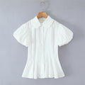 Lace Design Waist Trimming Versatile Short Shirt