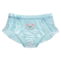 Cute Bear Embroidered Underwear Solid Color Milk Silk