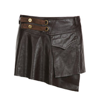 Retro Pocket Stitching A- Line Style Irregular With Personality Skirt