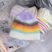 Striped Knitted Fisherman Hat Women's Autumn And Winter Warm Earlap Woolen Hat