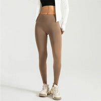 No Awkward Line Peach Butt Yoga Pants High Waist Tummy Control Running Sports Leggings