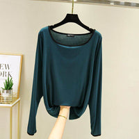Modal Square Collar Long Sleeve Thin Shirt