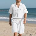 Men's Casual Solid Color Short Sleeve Shorts Suit
