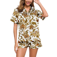 Cardigan Pajamas With Short Sleeves Cozy Casual Loungewear Set