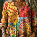 Womens Versatile Printed Long-sleeve Blouse
