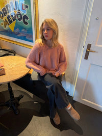 Women's Loose Round Neck Backless Lace-up Knitted Sweater