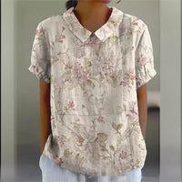 Summer Lapels Short Sleeve Elegant European And American Style Women Top