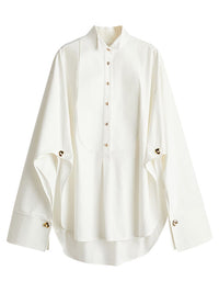 Women's Shirt Elegant Single-breasted Loose Lapels Irregular