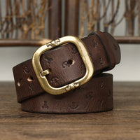 Mens Korean-style Patterned Leather Belt