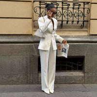 Long-sleeve Jacket And Loose Wide-leg Pants Set