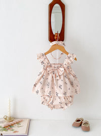 Summer Baby Thin Floral Top Shorts Hair Band 3-piece Set