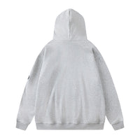Letter Printing Velvet Padded Hooded Sweatshirt
