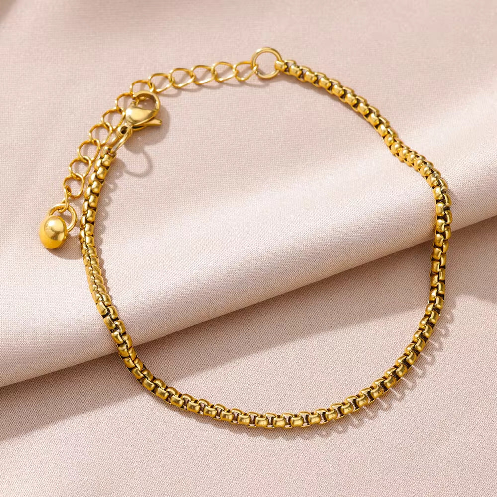 Tassel Anklet Gold Stainless Steel Waterproof Adjustable