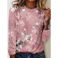 Women's Fashionable Casual Striped Printed Crewneck Long-Sleeve