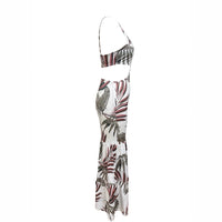 Casual All-Match Botanical Large Floral Print V-Neck Slip Dress