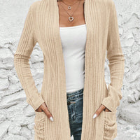 Winter New Solid-Color Ribbed Brushed Casual Patchwork Long-Sleeve Jacket