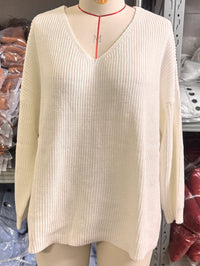 V-neck Loose-fitting Long-sleeve Sweater For Fall And Winter