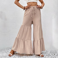 Women's Casual Elastic High-Waist Patchwork Flare Pants