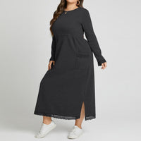 Women's Casual Solid Color Loose Plus-size Knitted Lace Dress