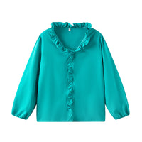 European And American-style Long-sleeve Ruffled Blouse For Women