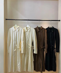 Cotton Brushed Three-dimensional Curved Sleeve Fitted Waist Shirt Dress Women