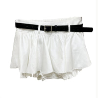 White Versatile Anti-exposure Ruffled Short Skirt