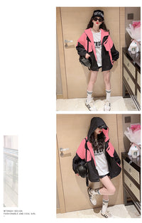 Girl All-match Western Style Fashion Colorblock Coat