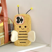 Plush Cartoon Bee Lens Bracket Phone Case