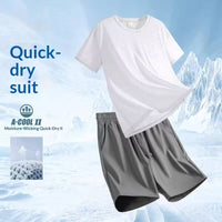 Breathable Mens Two-Piece Sports Short-Sleeve Set