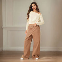 Autumn And Winter Outfit Small Design Sense Pleated Waist Single Shoulder Short Top Women