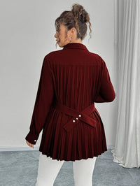 Elegant Casual Solid-color Shirt With Waist Pleats
