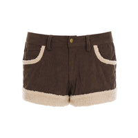 Retro Patchwork Corduroy Shorts With A Niche Designer Edgelow-rise And Ultra-flattering For Bold Edgy Looks