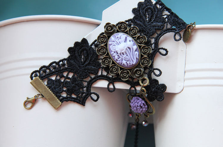 Flower Crystal Lace Bracelet With Ring Integrated Chain