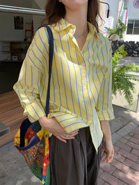 Striped Sun Protection Shirt Women's Long Sleeve Loose Top