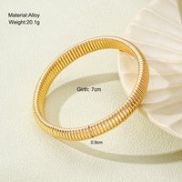 Womens Gold-Colored Stretch Stainless Steel Snake-Chain Wide Bracelet