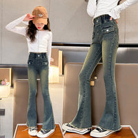 Girls Western Style Fashion Spring And Autumn Stretch Flared Pants