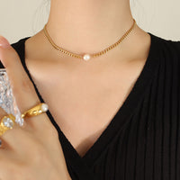Instagram-style Water Pearl Necklace Titanium Steel