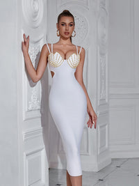 Sexy Bodycon Slip Dress Bandage Dress Beaded Heavy-Duty Evening Gown